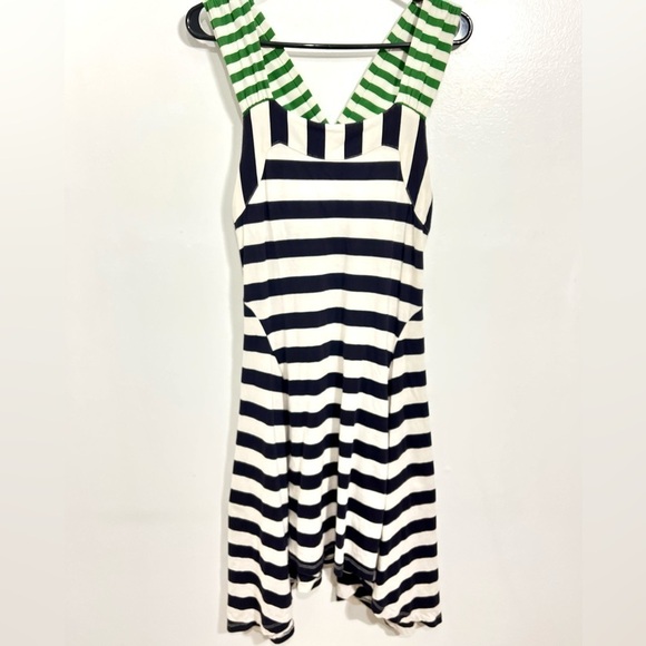 HWB Anthropologie 100% cotton color block asymmetrical hemline cross back strap. - Picture 4 of 7